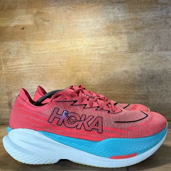 Hoka One One Mach X 2 Mens Size 12.5 Running Shoes Sneakers Grapefruit Coral - Picture 1 of 12